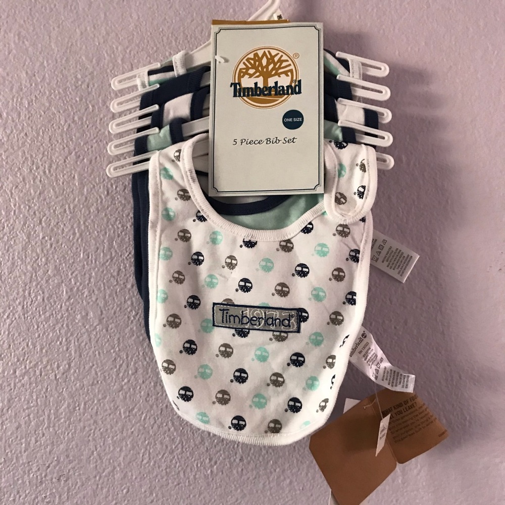 New vintage multicolored Timberland cotton 5 pc bib set